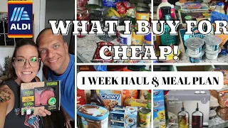 WHAT I BUY TO SAVE MONEY AT ALDI/LARGE FAMILY HAUL ON A TIGHT BUDGET/1 WEEK GROCERY HAUL & MEAL PLAN