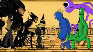 Bendy and the Dark Revival vs Rainbow Friends Animation. Drawing Cartoon 2.