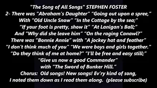 THE SONG OF ALL SONGS by STEPHEN FOSTER Lyrics Words text trending Civil War sing along song