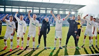 Wspólne śpiewy piłkarzy i kibiców Radomiaka po derbach z Bronią (04.04.2015)