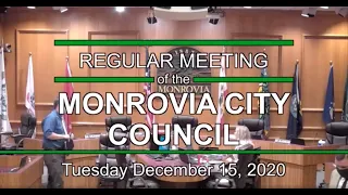 Monrovia City Council | December 15, 2020 | Regular Meeting