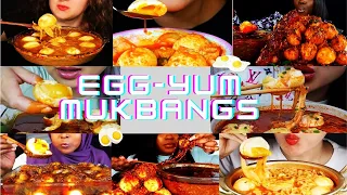 ASMR Soft Boiled Eggs with Spicy Sauce. Most Satisfying Soft Egg Eating Compilation #asmr #mukbang