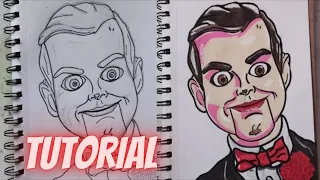 How to draw Slappy Doll Goosebumps Halloween Tutorial