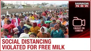 Zero social distancing maintained in Bengaluru, people form long queues for free milk