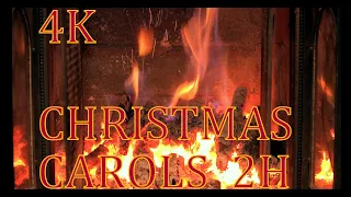 4K Fireplace & The Best Instrumental Christmas Music Carols & Crackling Fire Sounds 🔥 UHD 2 Hours