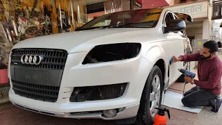 Audi Q7 Vinyl Wrapping Satin Pearl White | Audi Modification | Vwraps Sikar |