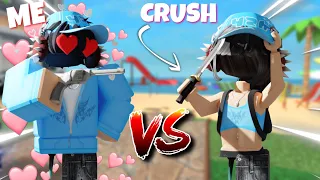 1V1ING against my CRUSH in MM2.. 😍 (Murder Mystery 2) *Voice Chat*