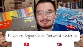 🇬🇧Derwent Inktense vs 🇨🇭Caran d'ache Museum Aquarelle  Product Review, Comparison, and Demo