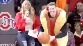 Ohio State Hot Dog Costume Half-Court Halftime Shot