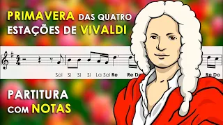 Primavera de Vivaldi | Partitura com Notas para Flauta Doce, Violino