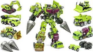 Transformers Construction Combine Green Devastator Vehicles Robot Toys