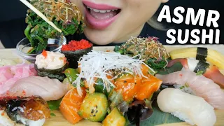 SUSHI *Spicy Salmon Sashimi with Assorted Nigiris Relaxing Eating Sounds | N.E Let's Eat