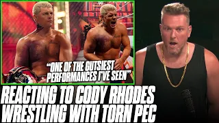 Pat McAfee Reacts To Cody Rhodes Wrestling With Torn Pec At Hell In A Cell