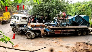 18-Tire 150-Ton Tata Truck Struck Hairpin Curve - 48 Hours Traffic Jam - Villagers Help Truck Driver