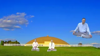 ADVANCED STAGE 4 YOGIC FLYING DEMONSTRATION IN FRONT OF THE GOLDEN DOME,  MIU, FAIRFIELD, IOWA