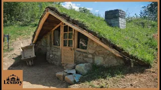 Construction of a dugout in the mountains. DIY