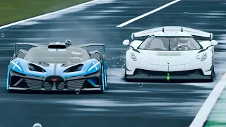 Bugatti Bolide vs Koenigsegg Jesko - Monza Rain GP