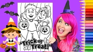 Coloring Boy & Girl Halloween Trick or Treat Coloring Page Prismacolor Pencils | KiMMi THE CLOWN