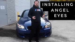 Bmw E60 5 series headlight removal + Lux angel eye review & install