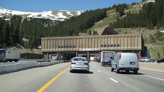 Driving Through the Eisenhower Tunnel Along Interstate 70 in Colorado