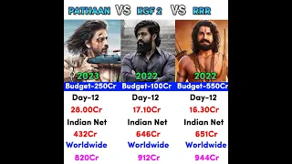 Pathaan VS KGF 2 VS RRR Movie Day 12 Collection Comparison #shorts #sharukhkhan #yash #ramcharan