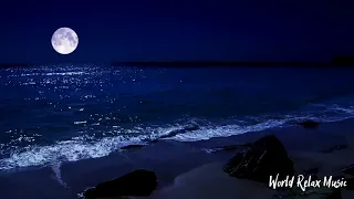 10H HD plage de nuit pleine lune son vagues naturel, Full MOON night beach natural waves blackscreen