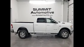 2022 RAM 2500 BIG HORN LVL A LOW MILEAGE BRIGHT WHITE 4K WALKAROUND 14228Z