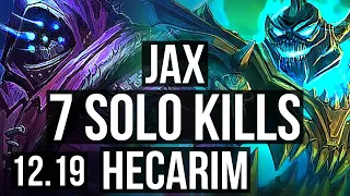 JAX vs HECARIM (TOP) | 8/0/2, 2.2M mastery, 7 solo kills, Legendary | KR Grandmaster | 12.19