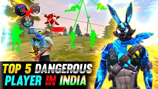 Top 5 Most DANGEROUS Players in Indian Server🔥| Raistar Vs White 444 😱 Who Will Win? 😨| Free fire