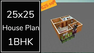 25x25 House Design || 625 Sqft Ghar Ka Naksha || 20x25 House Plan || 1BHK Home Plan