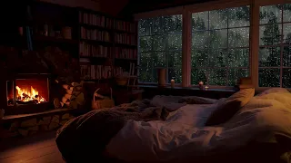 Deep Sleep with Heavy Rain and Thunder in Cozy Bed  - ASMR Sounds of Rain at Night For Fall Asleep