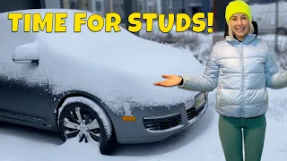 Changing My Tires in a Snow Storm (STUDDED TIRES)