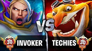 Battle of LVL30 Techies vs LVL30 Invoker🔥Sha Techies vs Pro Invoker🤯