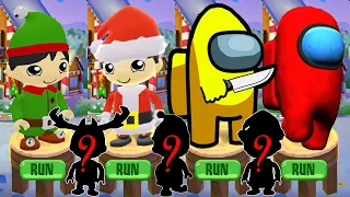 Tag with Ryan Christmas Update vs Among Us Rush - All Characters Unlocked All Costumes Combo Panda