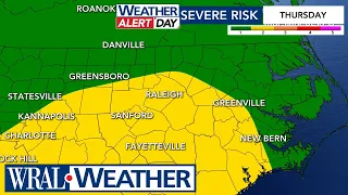 North Carolina Forecast: Rain on the way Tuesday, 🚨 Alert Day issued for Thursday