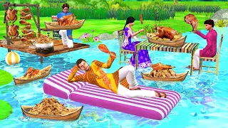 Swimming Pool Restaurant Mini Boat Chicken Biryani Chicken Fry Hindi Kahani Hindi Funny Comedy Video