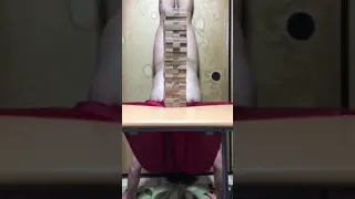 【かわいい】【逆立ちテーブルクロス引き】【成功】【失敗】Handstand tablecloth pulling【ジェンガ】【遊び方】