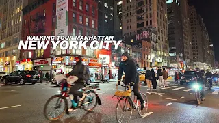 NEW YORK CITY - Manhattan Winter Season, Evening Walk, 8th Avenue, Travel, USA, 4K