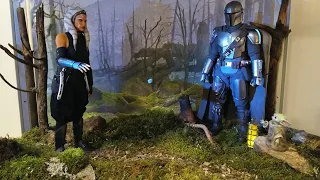 Mandalorian season 2 diorama, Ahsoka trains Grogu in Force