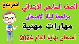 مراجعة ليلة الامتحان مهارات مهنية للصف السادس الابتدائي الترم الثاني 2024 - امتحانات الصف السادس