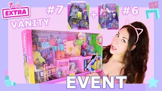 Barbie Extra EVENT 💎 Vanity Playset + #6 + #7 Unboxing, Review & Mini Restyle ✨🌈💅