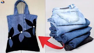 Fancy and Beautiful !! Jeans Pears Bag Making || Old Jeans Recycle Reuse || Handmade