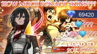 HOW MUCH 💎/DIAMONDS FOR ATTACK ON TITAN SKINS IN MLBB X ATTACK ON TITAN DRAW EVENT | MLBB