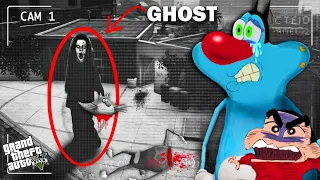 GTA 5 : Oggy Found Deadly Ghost Thief In CCTV Camera With Shinchan In GTA 5!