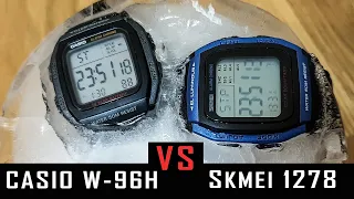 Casio W-96H & Skmei 1278 comparison, freezing test #234 #casiowatch #skmei #skmeiwatch #gedmislaguna