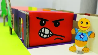 Buddy Antistress in ROBLOX game. Crushed by a Speeding Wall. Cardboard game. DIY