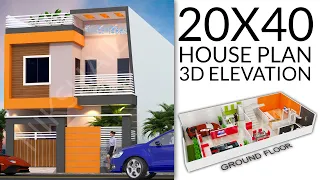 20X40 House plan with car parking 3d elevation by nikshail