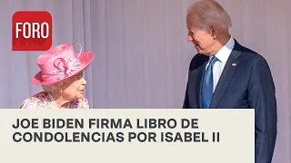 Biden firma libro de condolencias por muerte de la reina Isabel II
