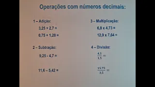 Operações com números decimais