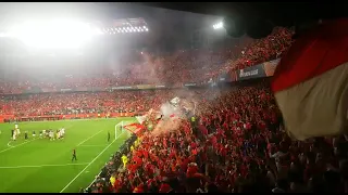 Semifinal Uefa Sevilla FC - Juventus, celebración equipo y Biris Norte "aquí está la mejor banda"